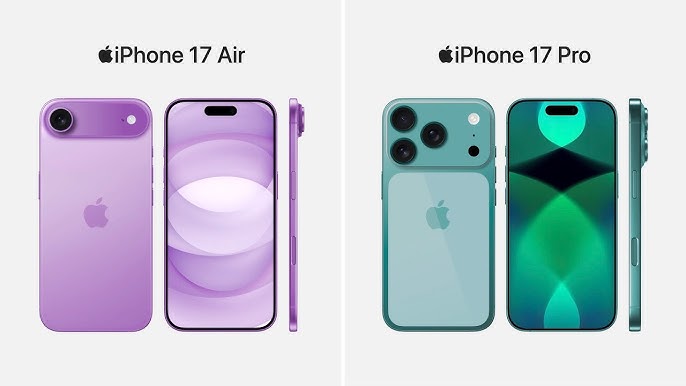Render resmi iPhone 17 Air dan iPhone 17 Pro menampilkan warna ungu & hijau baru