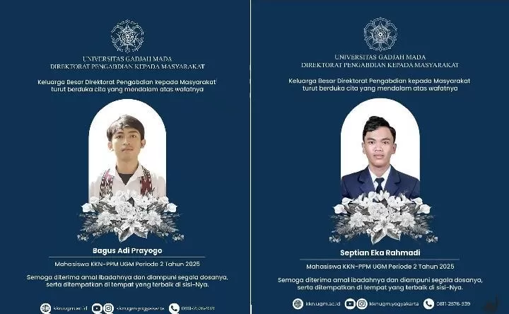 Poster ucapan belasungkawa UGM untuk mahasiswa KKN yang meninggal dunia