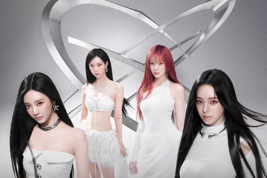 Konser aespa—mencerminkan konsep “SYNK: aeXIS LINE” yang sarat nuansa teknologi.