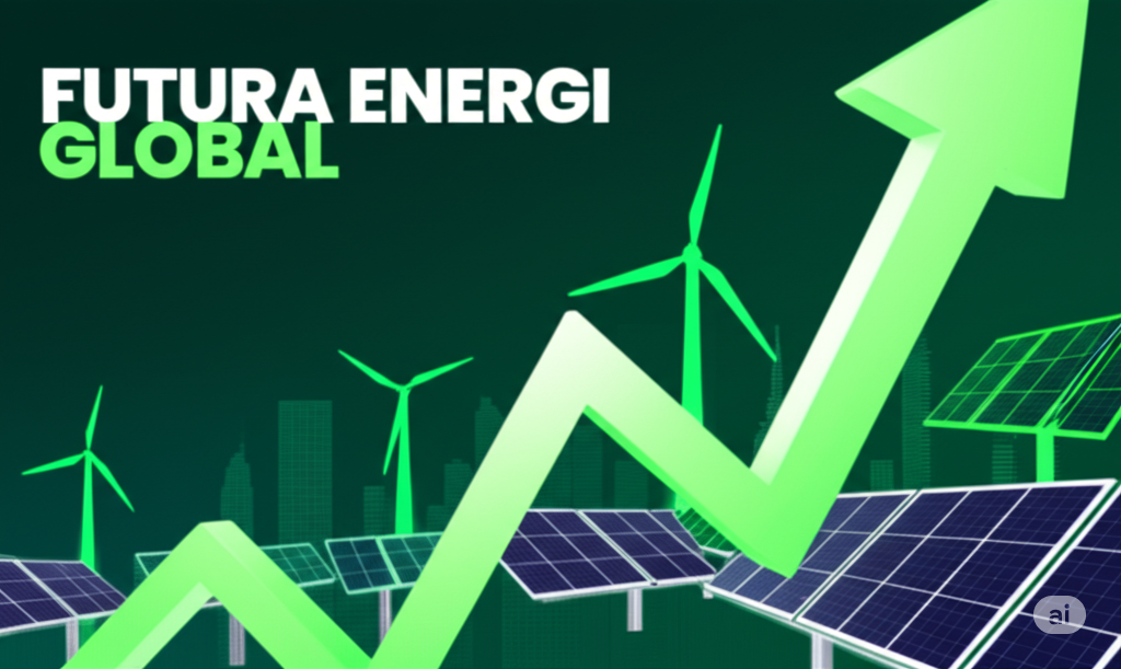 Chart showing the rapid rise of Futura Energi Global stock, with renewable energy symbols.