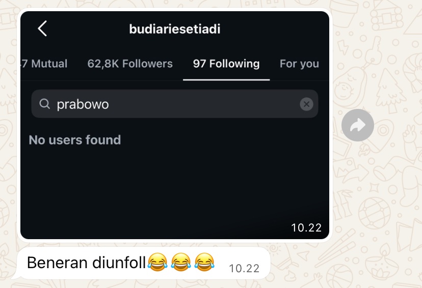 Isu Budi Arie Setiadi unfollow Prabowo usai reshuffle memanas.