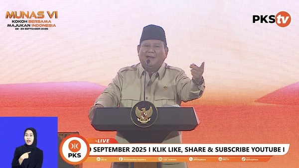 Munas PKS: pidato Prabowo menekankan politik untuk memperbaiki hidup rakyat.